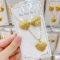 Groothandel RVS Emaille Bloem Vlinder Hart Fruit Schelp Oorbellen Set met bijpassende hanger ketting sieraden voor vrouwen
