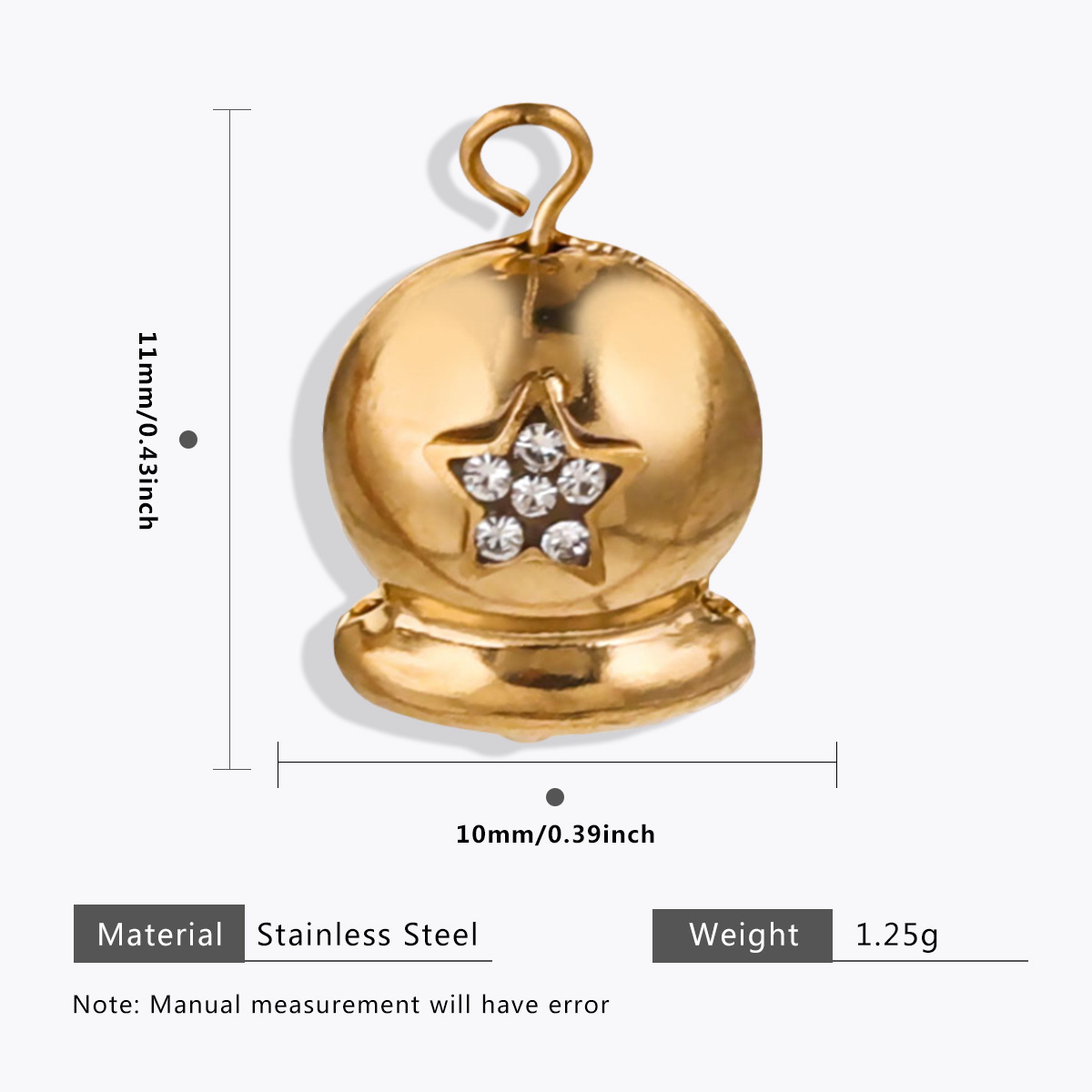 Cloche dorée-pentagramme = 2 pièces