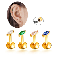Maina G23 Titanium Labret Piercing Jewelry Exquisite Zircon Cartilage Earrings Internally Thread Tragus Helix Lobe Lips PIERC