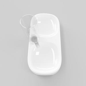 Dudupet Double gamelle ovale blanche pour animaux de compagnie, distributeur automatique d'eau et de nourriture pour chats et chiens, conception détachable - Product Image 5