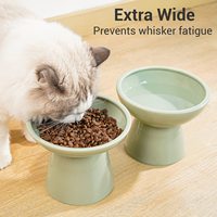 IKITCHEN Gamelles pour chats et chiens pour nourriture et eau, gamelle large et peu profonde pour animaux de compagnie, plat à nourriture pour chat, gamelle en céramique extra large surélevée pour chat