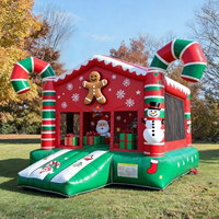Château gonflable commercial de Noël avec toboggan pour enfants, idéal pour les fêtes de Noël et les attractions commerciales