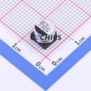 ตัวเก็บประจุอิเล็กโทรไลต์อะลูมิเนียมแบบ SMD รุ่น VT107M025E5DRR0NB1VP0 ขนาด D6.3xL5.4 มม. 100uF 20% 25V 1000 ชั่วโมง-105 ℃ - Product Image 1