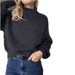 High Quality Women'<strong>s</strong> <strong>Sweaters</strong> Wholesale Lantern Sleeve Casual Knitted Tops for Fall <strong>Ladies</strong> - Product Image 1