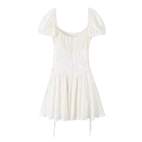 ZATRHMBM Nouvelle Robe Jacquard Femme Printemps-Été 2026 à Ceinture, Robe Courte Décontractée et Élégante à Manches Courtes Style Rétro