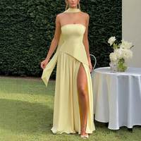 Moulante personnalisée femmes écharpe col Patchwork robe été Chic sans manches dos nu fendu Maxi robes vacances rue Vestidos