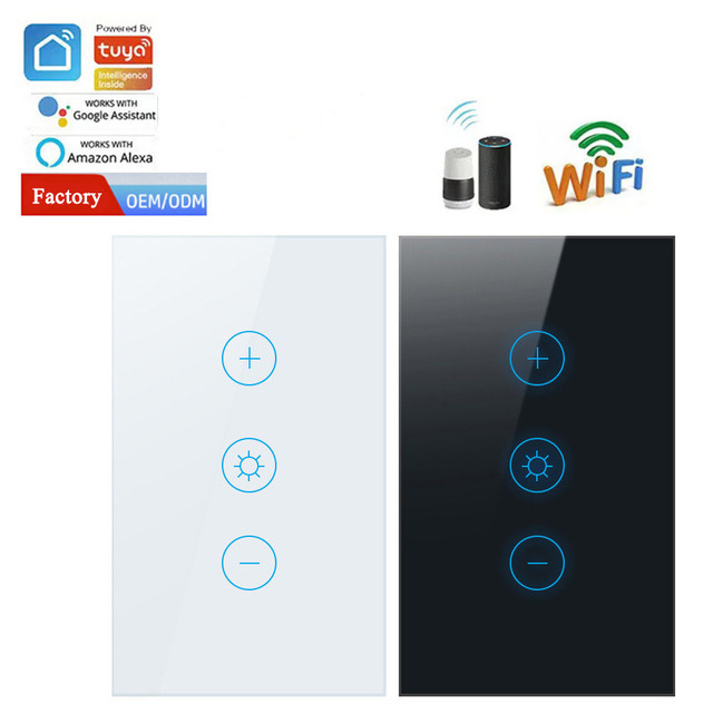110V 220V US AU Tuya WiFi Light Dimmer Switch App Voice Control Electric Wall Zigbee Smart Touch Switch