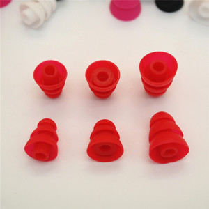 Puntas de silicona de tres capas para los oídos, tapones para los oídos suaves y cómodos con forma de seta de 3,8mm para auriculares en colores negro, rojo y blanco - Product Image 2