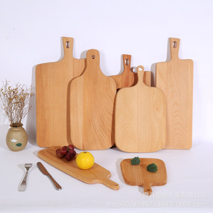 Planche à découper en bois de hêtre massif, rectangulaire, avec poignée, pour la cuisine, ensemble de planches à découper pour usage domestique - Product Image 4