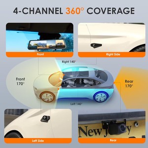 IPoster Dash Cam 12 Pollici con WIFI GPS, Telecamera HD con Visione a 360°, Sistema DVR per Auto, Registratore Specchietto Retrovisore, Kit Video 4 Canali 1080P - Product Image 4