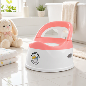 Chaise de toilette portable en plastique pour enfants avec protection anti-éclaboussures et motif de dessin animé - Product Image 1