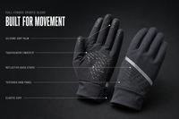 Gants de sport d'extérieur fonctionnels à doigts complets, personnalisables avec logo OEM, impression numérique sérigraphiée, impression en relief en caoutchouc antidérapante