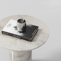 Table basse ronde en marbre gris nordique moderne pour le salon