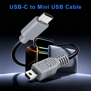 <strong>USB</strong>-C <strong>Mini</strong> <strong>USB</strong> Cable Braided Durable <strong>Mini</strong>-B 5-<strong>Pin</strong> Type-C Data Charging Cord Pure Copper Conductor for Computer for Controller - Product Image 2