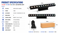 Barre de pixels LED RGBW 3-en-1 12/14x3W, contrôle DMX512, en alliage d'aluminium, 20000 lumens, effet de lavage mural pour scène