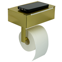 Day Moon Designs Porte-rouleau de papier hygiénique en acier inoxydable doré avec étagère pour salle de bain