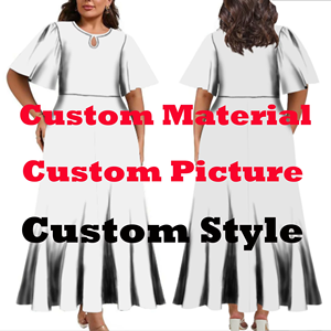 OEM customed Pacific Design a <span class=keywords><strong>mezza</strong></span> <span class=keywords><strong>manica</strong></span> svasata abito lungo plissettato con Design a goccia d'acqua Maxi <span class=keywords><strong>abiti</strong></span> Casual da festa da donna - Product Image 5