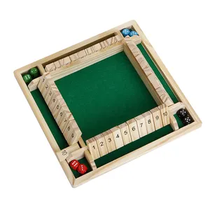 高品質の木製教室4ウェイ1- 10番号4プレーヤーは2つのミニウッドダイスでボックスボードゲームをシャットダウンします