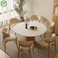Table à manger moderne simple et luxueuse avec plateau rond en marbre et base en bois massif pour la maison, les hôtels et les restaurants