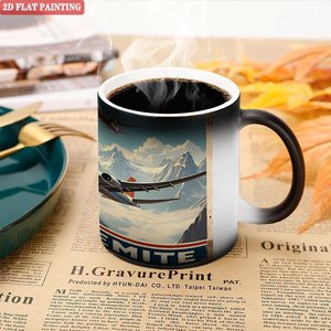 Mug en céramique pour sublimation 11oz, noir givré, tasse magique changeant de couleur à la chaleur - Product Image 5