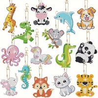 Kits de porte-clés diamantés double face, ornements en vrac, pendentifs porte-clés pour peinture 5D DIY, motif arbre pour décoration de Noël DIY
