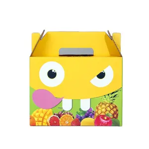 Cajas de cartón con asa de regalo, papel Kraft, corrugado, para fruta, color personalizado impreso