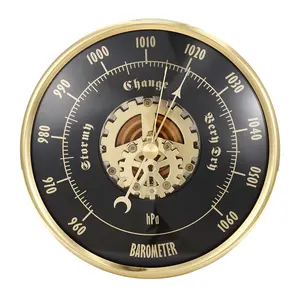 Barômetro mecânico analógico de metal para estação meteorológica, barômetro de gravação externa de 130 mm, aneiroide