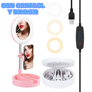 Aro de luz LED Ele-Gate con espejo para fotos, videos y maquillaje con teléfono - Product Image 4