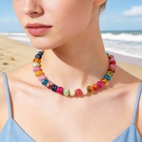 Collier coloré en acier inoxydable Bowei, style sportif estival, pendentif géométrique en forme de clavicule, perles, style Dopamine