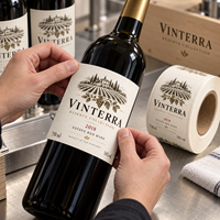 Étiquettes personnalisées de haute qualité pour bouteilles de vin rouge, avant et arrière, avec logo, art, texte, papier texturé, autocollants dorés, imperméables, résistants aux UV, en coton