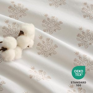 100% katoen, milieuvriendelijk, 400TC, Amerikaanse stijl dekbedovertrekset met ritssluiting, 3-delig, zacht, ademend, bloemenprint, beige, voor thuis en ziekenhuis - Product Image 5