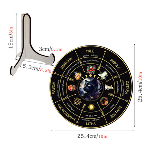 Rueda del Año de Cristal Curativo, Calendario Wicca, Anillo de Árbol, Calendario de Brujería, Rodaja de Madera para Decoración de Escritorio - Product Image 4