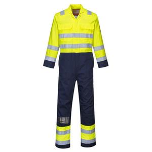 PORTWEST - BIZ7YNRS Combinaison haute visibilité antistatique Bizflame Pro jaune/bleu marine Vêtements de travail résistants aux flammes - Product Image 1