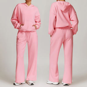 Nuevo Conjunto de 2 Piezas de Otoño Invierno, Pantalones Joggers de Cintura Alta, Sudadera con Pantalones Deportivos, Sudadera con Capucha Lisa, Conjuntos Deportivos Holgados para Mujer - Product Image 3