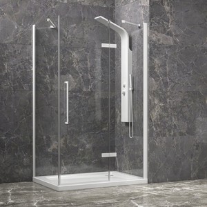 Box Doccia Scorrevole Kamalu KT5000B 80x80 Bianco Senza Telaio, Porta Pieghevole Scorrevole Spessore 6mm e 10mm per Camera da Letto, Bagno ed Esterni - Product Image 2