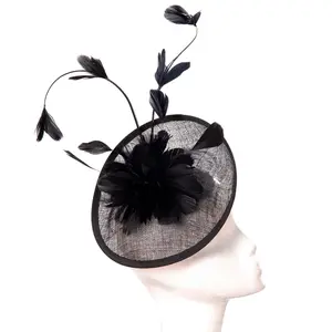 2023 all'ingrosso cappelli da sposa eleganti da donna per feste alla moda alla moda cappelli da chiesa fascinatori di piume di qualità