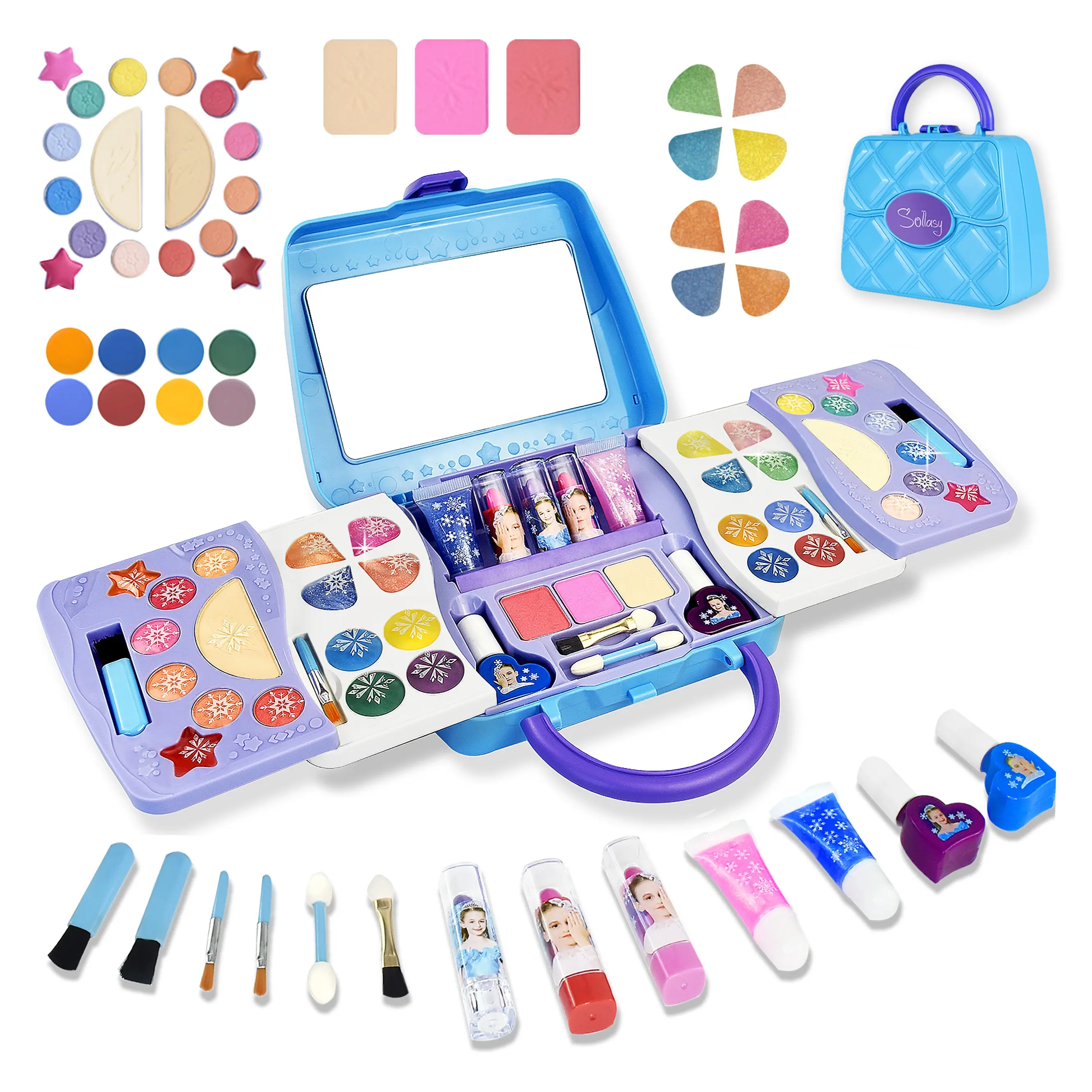 Akia Meisjes Cosmetica Baby Make-Up Sets Label Tas Voor Kinderen Nagellak Lippenstift Borstel Lip Prive Gloss Kinderen Speelgoed Kit Case