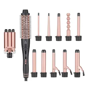 12 In 1 hair Curling Iron Wand Set Professional Electric Multi Curler Interchangeable Wand with new coming hair curler roller
