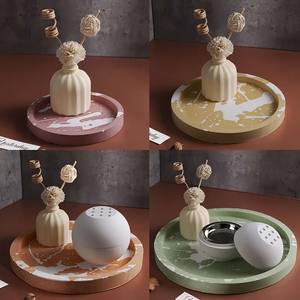 Bandeja redonda molde de silicona <span class=keywords><strong>DIY</strong></span> yeso cemento impresión hecha a mano bandeja de almacenamiento maceta Base molde de fundición decoración del hogar - Product Image 2