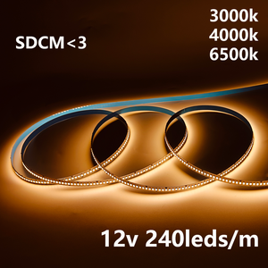 Tira de Luz LED SMD2835 de Alta Calidad y Alto Lumen, 240 LED/<span class=keywords><strong>m</strong></span>, Flexible, DC12V 24V, 10mm, IP20, Cuerpo de Cobre, Iluminación Decorativa - Product Image 1