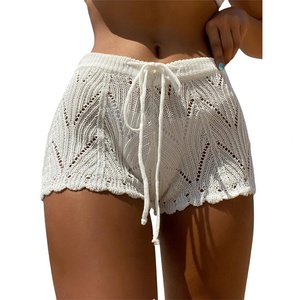 Mini-jupe de plage en crochet 3D personnalisée pour femme, style bohème, avec cordon de serrage, tricotée ajourée, idéale comme cache-maillot de bain - Product Image 1