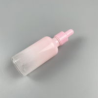 Vente en gros de flacons compte-gouttes d'huile essentielle en verre rose dégradé de 50ml pour emballage cosmétique de parfum d'huile essentielle