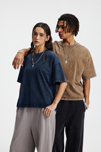 T-shirt en jersey 100% coton, coupe ample, épaules dénudées, motif uni, impression numérique, effet délavé et <span class=keywords><strong>ciré</strong></span>, style vintage et tendance, avec logo personnalisé - Product Image 6