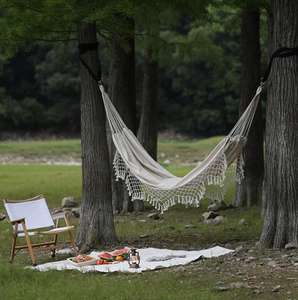 किनारी स्विंग आउटडोर और इनडोर हस्त किनारी झूला कुर्सी स्विंग शिविर झूले - Product Image 6