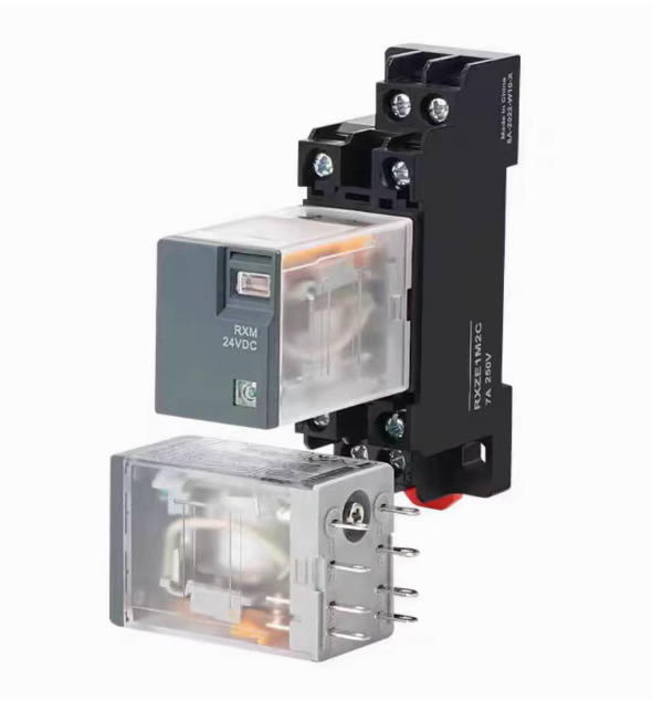 Schneider 24V AC DPDT Relay 2CO 5A Plug-in With LED Indicator Industrial PLC Signal Amplification Automation Control