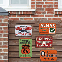 Letreros de Metal Pintados Personalizados al por Mayor, Arte de Pared Retro Vintage, Letreros de Gasolinera Oxidados, Placa con Logotipo Impreso con UV