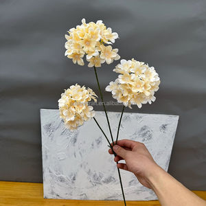 JLY04 faux 3 têtes soie artificielle en bois hortensia <span class=keywords><strong>fleur</strong></span> tige hortensia <span class=keywords><strong>buisson</strong></span> pour toile de fond fête de mariage pièce maîtresse décoration - Product Image 5