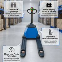 Transpalette électrique certifié CE EVERLIFT 1,5 tonne, batterie lithium-ion, pneus en polyuréthane