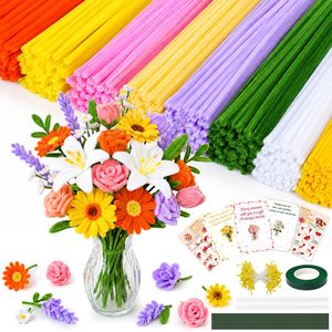 51 สี 100 ชิ้น, ท่อเชื่อมต่อคุณภาพสูงขนาด 8 มม. หนาพิเศษ, ลวดฟัซซี่, ก้านเชนิลล์, ท่อเชื่อมต่อสำหรับงานประดิษฐ์ทำดอกไม้ - Product Image 1