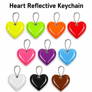 Porte-clés réfléchissant personnalisé avec logo en forme de cœur, étiquette de sécurité haute visibilité pour sac à dos, marche nocturne, course à pied, pendentif de sécurité - Product Image 1